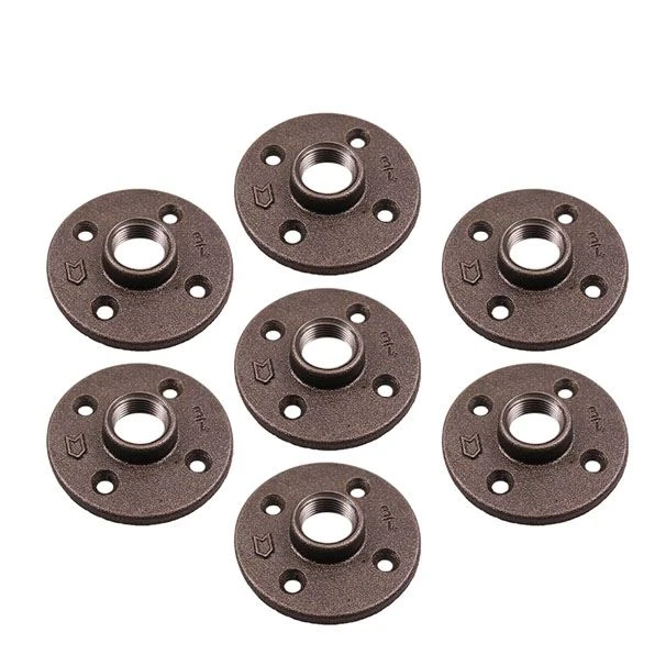 Black Malleable Iron Threaded 2 Inch Industrial Pipe Floor Flanges